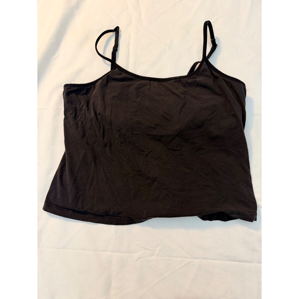 St. Eve Womens Black Cotton Spandex Camisole Tank Top Adjustable Straps 3X